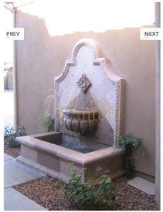 Wall Fountains in Cantera Stone, Pinon White Cantera Wall Fountains