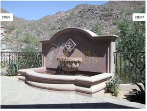 Wall Fountains in Cantera Stone, Pinon White Cantera Wall Fountains