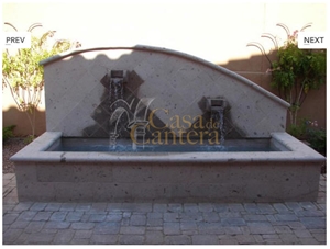 Wall Fountains in Cantera Stone, Pinon White Cantera Wall Fountains