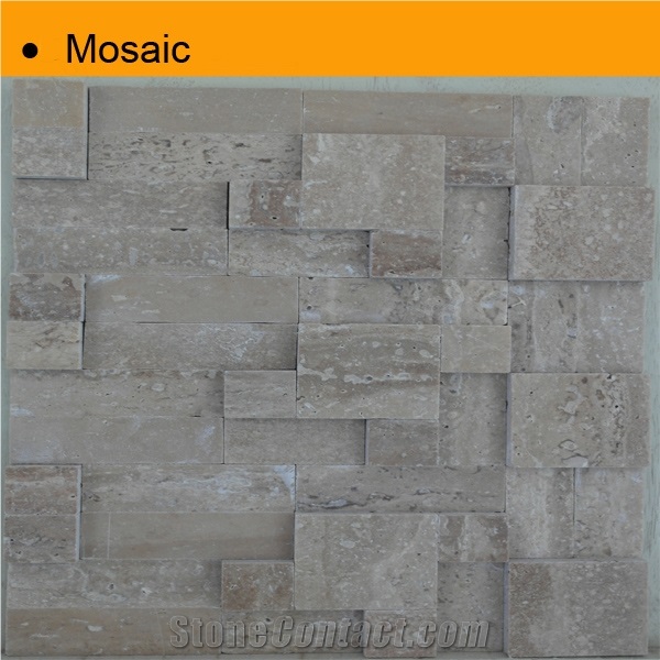 Roman Mosaic Tile Travertine Mosaic Tile, Grey Travertine Mosaic