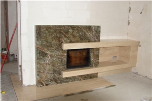 Rain Forest Green Marble and Classic Travertine Fi