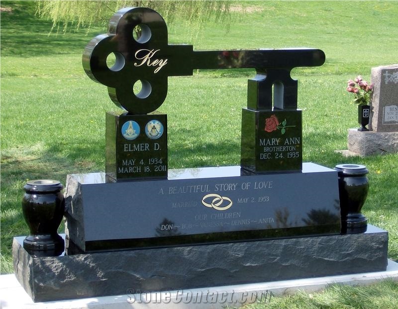 Custom Shaped Black Granite Monument