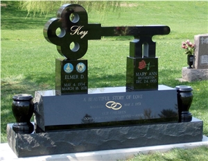 Custom Shaped Black Granite Monument