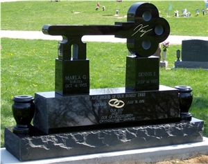 Custom Shaped Black Granite Monument
