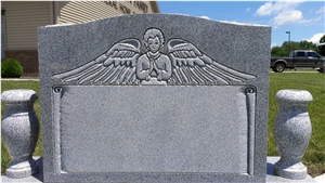 Grey Granite Carved Tombstone, Barre Grey Granite Tombstone