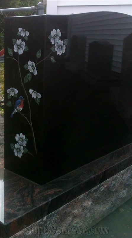 Hand Diamond Etching Tombstones, Black Granite Tombstones