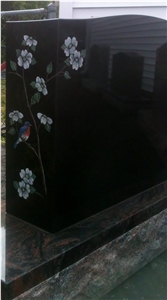 Hand Diamond Etching Tombstones, Black Granite Tombstones