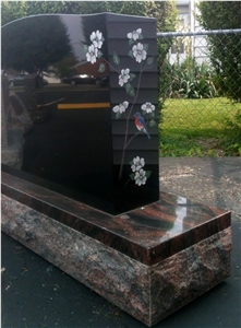 Hand Diamond Etching Tombstones, Black Granite Tombstones