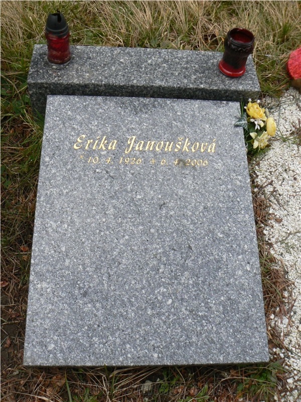 Tisska Slant Gravestone, Tisska Zula Grey Granite Slant Gravestone