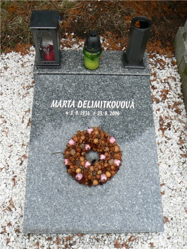 Tisska Slant Gravestone, Tisska Zula Grey Granite Slant Gravestone