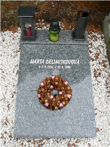 Tisska Slant Gravestone, Tisska Zula Grey Granite Slant Gravestone