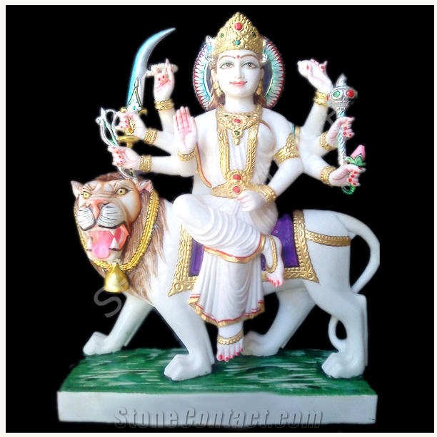 Durga Mata Indian God Statues, Taj White Marble Statues