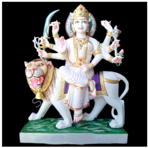 Durga Mata Indian God Statues, Taj White Marble Statues Durga Mata Indian God Statues, Taj White Marble Statues