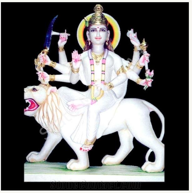 Durga Mata Indian God Statues, Taj White Marble Statues