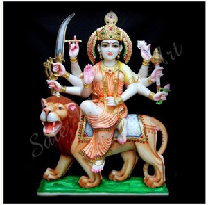 Durga Mata Indian God Statues, Taj White Marble Statues