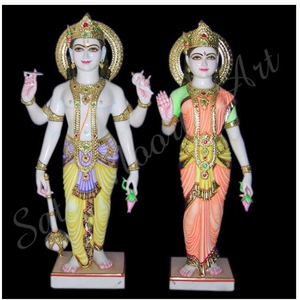 Laxmi Narayan Indian God Statues, Morwad White Marble Statues