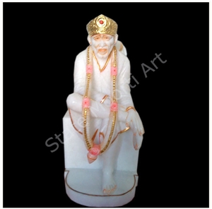 Sai Baba God Statues, Makrana Albeta White Marble Statues