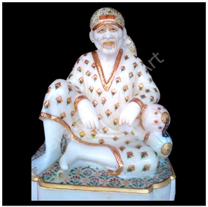 Sai Baba God Statues, Makrana Albeta White Marble Statues