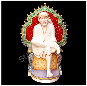 Sai Baba God Statues, Makrana Albeta White Marble Statues