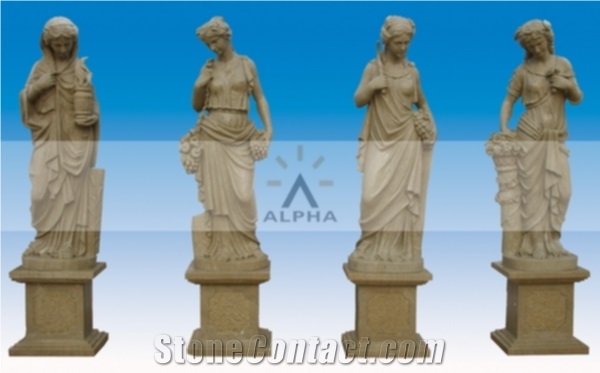 2013 Hot Sale The Four Seasons Of God, Grey Marble Sculpture, Statue