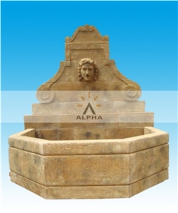 Antiqued Marble Wall Fountain, Resin Yellow Marble Wall Fountain
