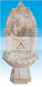 China Stone Wall Fountain, Pacific Peach Pink Marble Wall Fountain