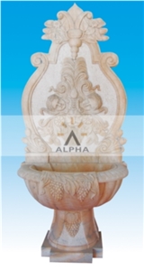Flower Wall Fountain, Yixing Red Cream Pink Marble Wall Fountain