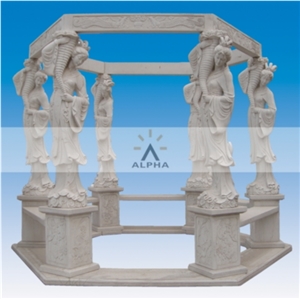 Garden Statue Gazebo, Fangshan Jade White Marble Gazebo