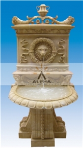 GARDEN WALL FOUNTAIN, Tanley Beige Marble Wall Fountain