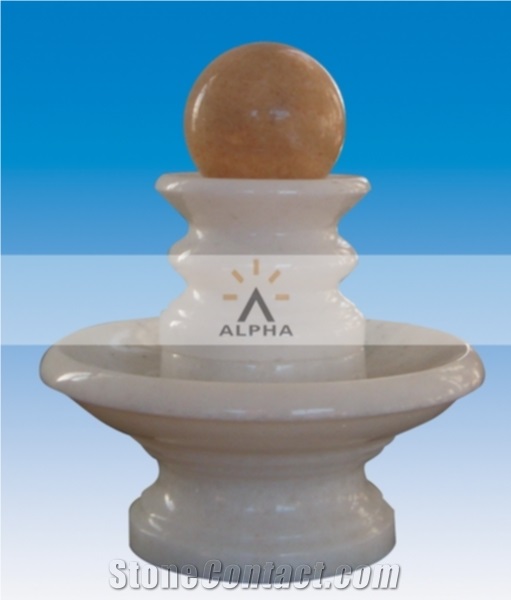 Hand Carved Marble Fountain Fortune Ball, Beijing White Marble Fountain
