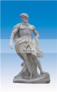 Hand Carved Marble Neptune Statue, White Marble Statue Hand Carved Marble Neptune Statue, White Marble Statue