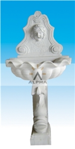Indoor Wall Fountain, White Marble Wall Fountain