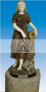 Lady Statue Fountain, Coral Red China Marble Fountain
