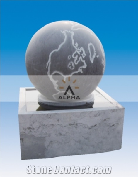 White Marble Floating Ball Fountain
