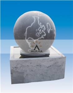 White Marble Floating Ball Fountain