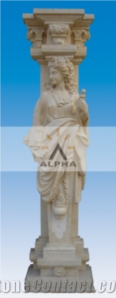 Marble Roman Statue Column, China Royal Beige Marble Column