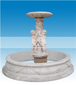Outdoor Garden Fountain, White Marble Garden Fountain