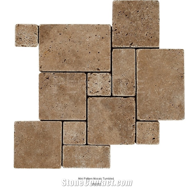 Noce Sephia Travertine Mini Pattern Tumbled, Turkey Brown Travertine