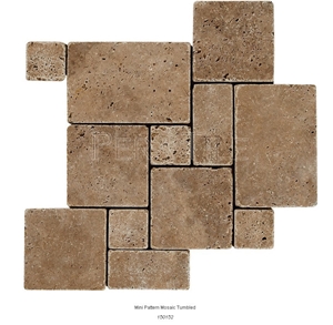 Noce Sephia Travertine Mini Pattern Tumbled, Turkey Brown Travertine