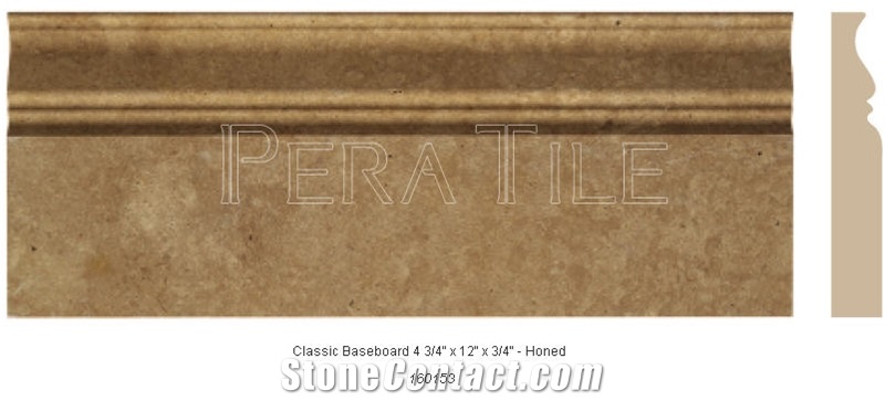 Noce Travertine Crown Molding Classic Baseboard, Noce Brown Travertine Crown Molding