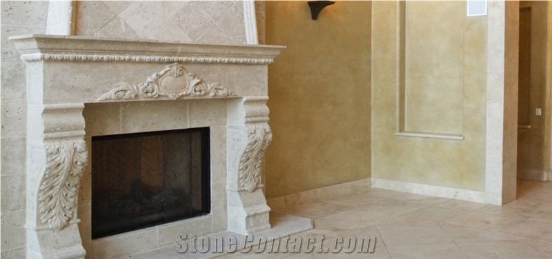 Alabastrino Travertine Fireplace, Alabastrino White Travertine Fireplace