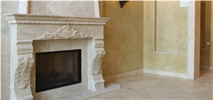 Alabastrino Travertine Fireplace, Alabastrino White Travertine Fireplace