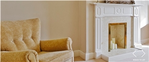 Blanco Limestone Fireplace, Blanco Tabarca White Limestone Fireplace