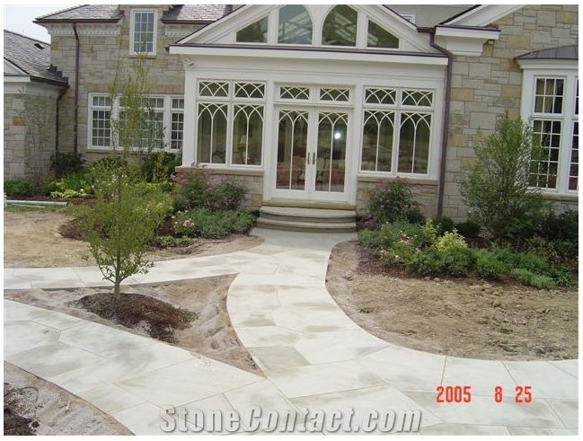 Amherst Gray Radius Walkway, Amherst Gray Grey Sandstone Cobble, Pavers