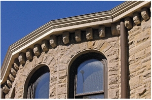 Berea Sandstone Buff Ashlar with Dentil Course, Berea Beige Sandstone Building, Walling