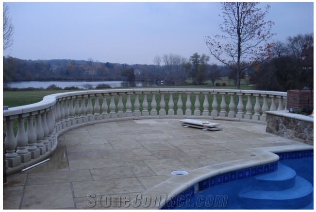 Birmingham Buff Balustrades, Patio and Pool Coping, Birmingham Buff Beige Sandstone Balustrades