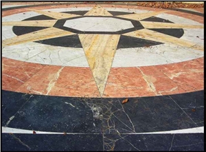 Floor Rosette, Medallion, Rosa Valencia Red Marble Medallion
