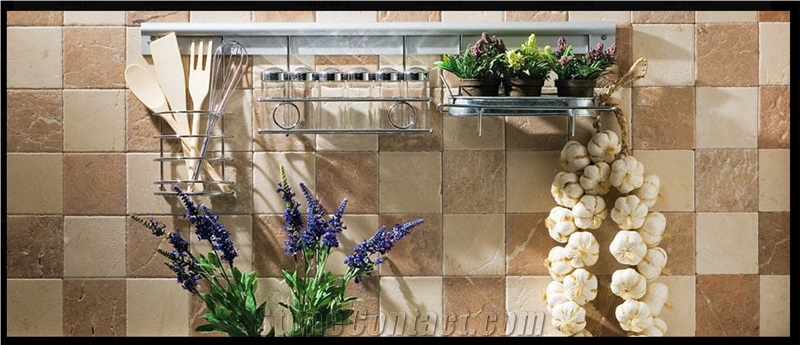 Rosa Zarci Mosaic Wall Tiles, Rosa Zarci Pink Limestone Mosaic