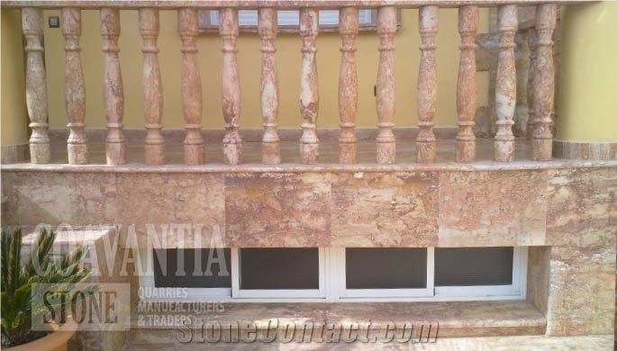 Travertine Rojo Alhambra Balustrade, Rojo Alhambra Red Travertine Balustrade