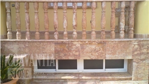 Travertine Rojo Alhambra Balustrade, Rojo Alhambra Red Travertine Balustrade Travertine Rojo Alhambra Balustrade, Rojo Alhambra Red Travertine Balustrade